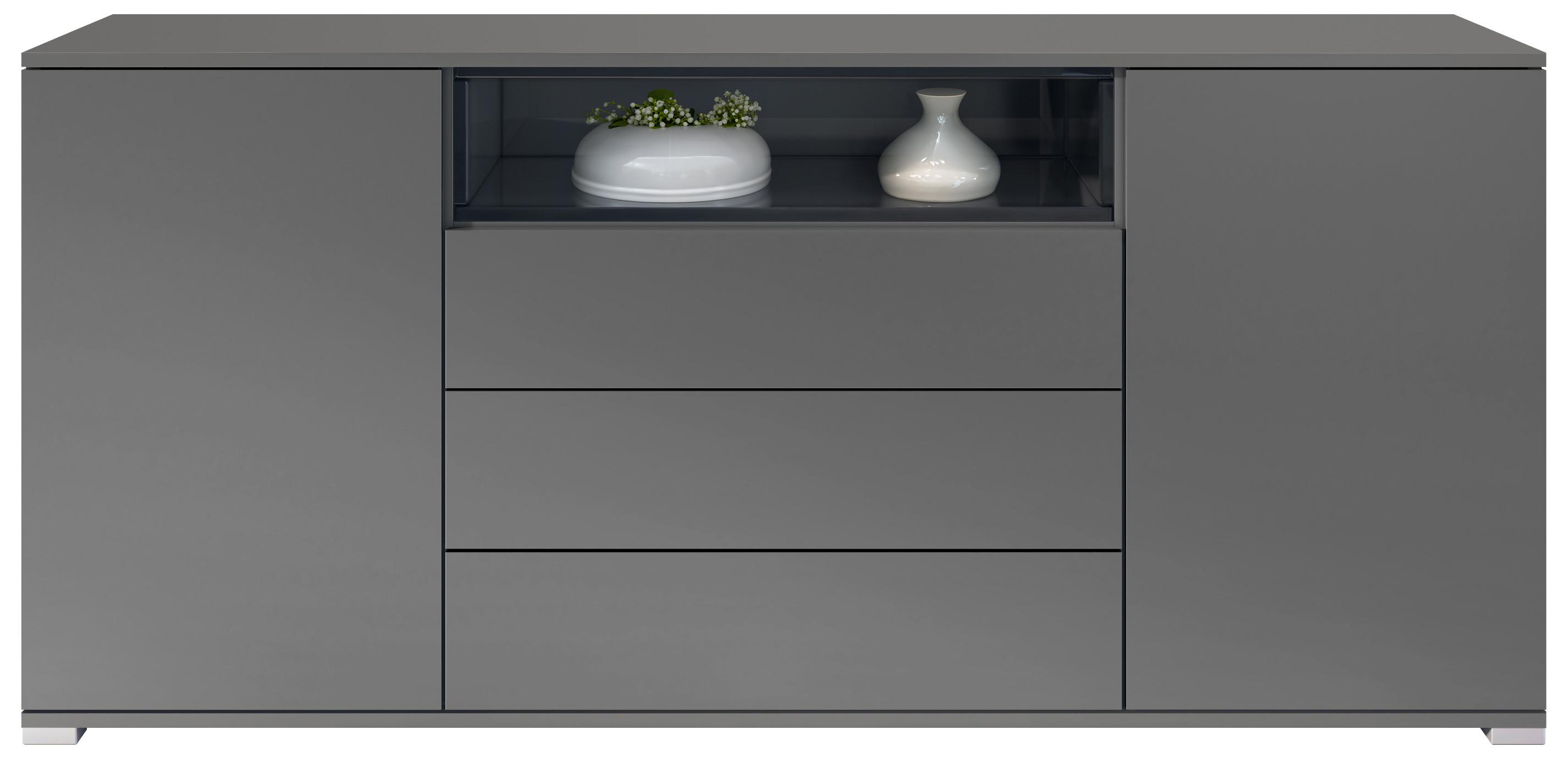 SIDEBOARD Skadu Schwarz Hochglanz - Schwarz Hochglanz, Holzwerkstoff (166.5/75.5/35cm) - Vladon