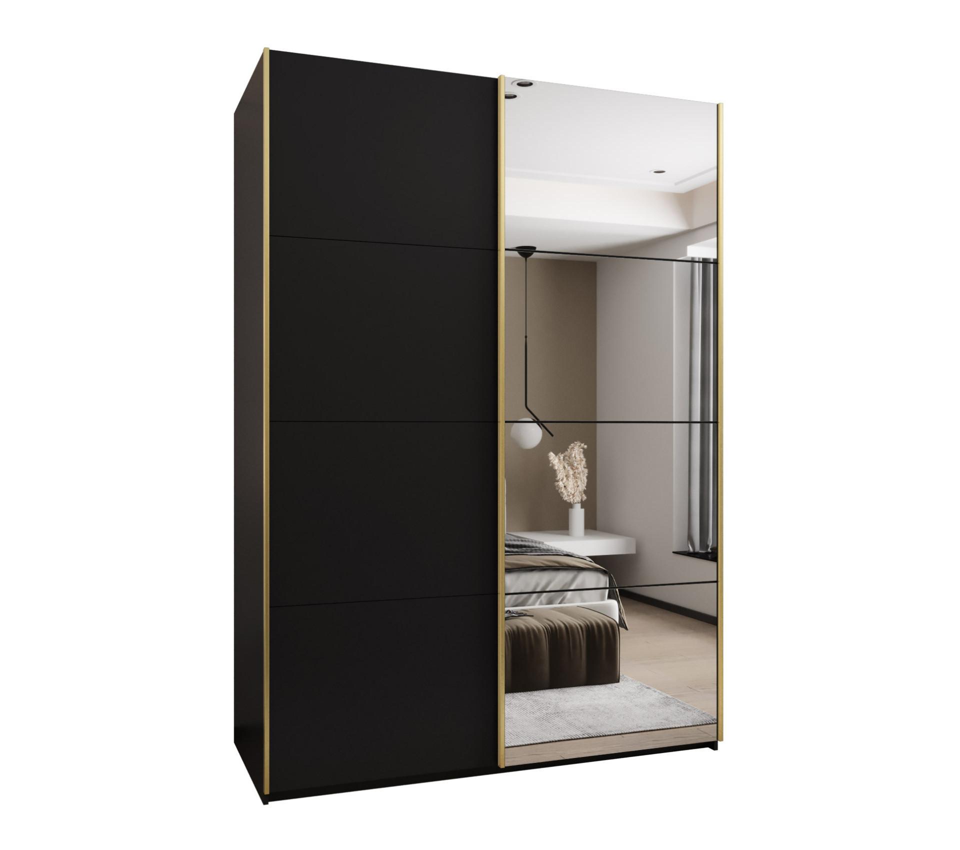 SCHWEBETÜRENSCHRANK 245,5/170/64 2-türig - Goldfarben/Schwarz, Holz/Metall (170/245/64cm) - Abiks Möbel