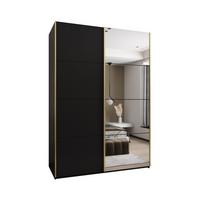 SCHWEBETÜRENSCHRANK 245,5/170/64 2-türig - Goldfarben/Schwarz, Holz/Metall (170/245/64cm) - Abiks Möbel