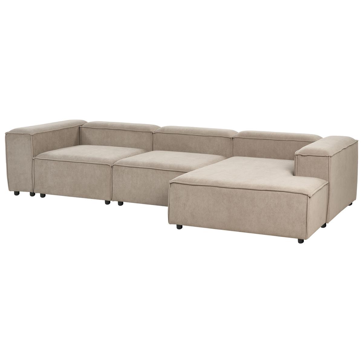 ECKSOFA Modul 4-Sitzer linksseitig Hellbraun Cord Ardal - Hellbraun/Schwarz, Textil (326/180cm) - Beliani