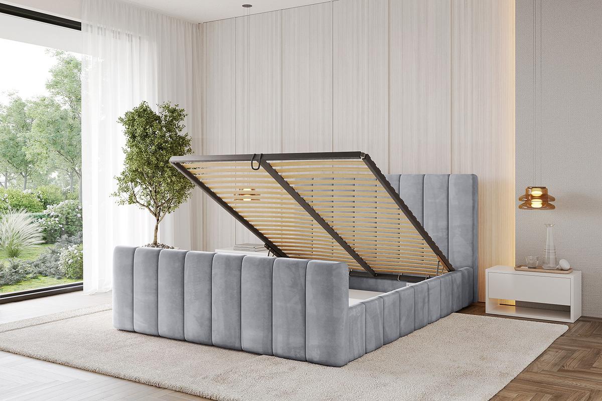 POLSTERBETT mit Bettkasten, Fußteil und Lattenrost, Boxbett ohne Matratze - FINO-Z 180x200 Hellgrau - Hellgrau, Holzwerkstoff/Textil (180/200cm) - ALTDECOR