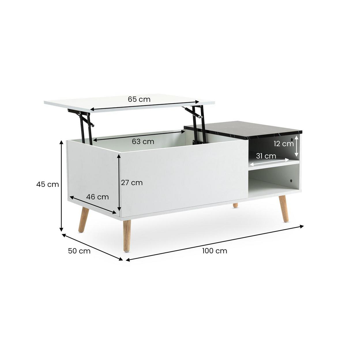 COUCHTISCH MUSKA schwarz, weiß - Schwarz, Holzwerkstoff (50/100/45cm) - IDIMEX