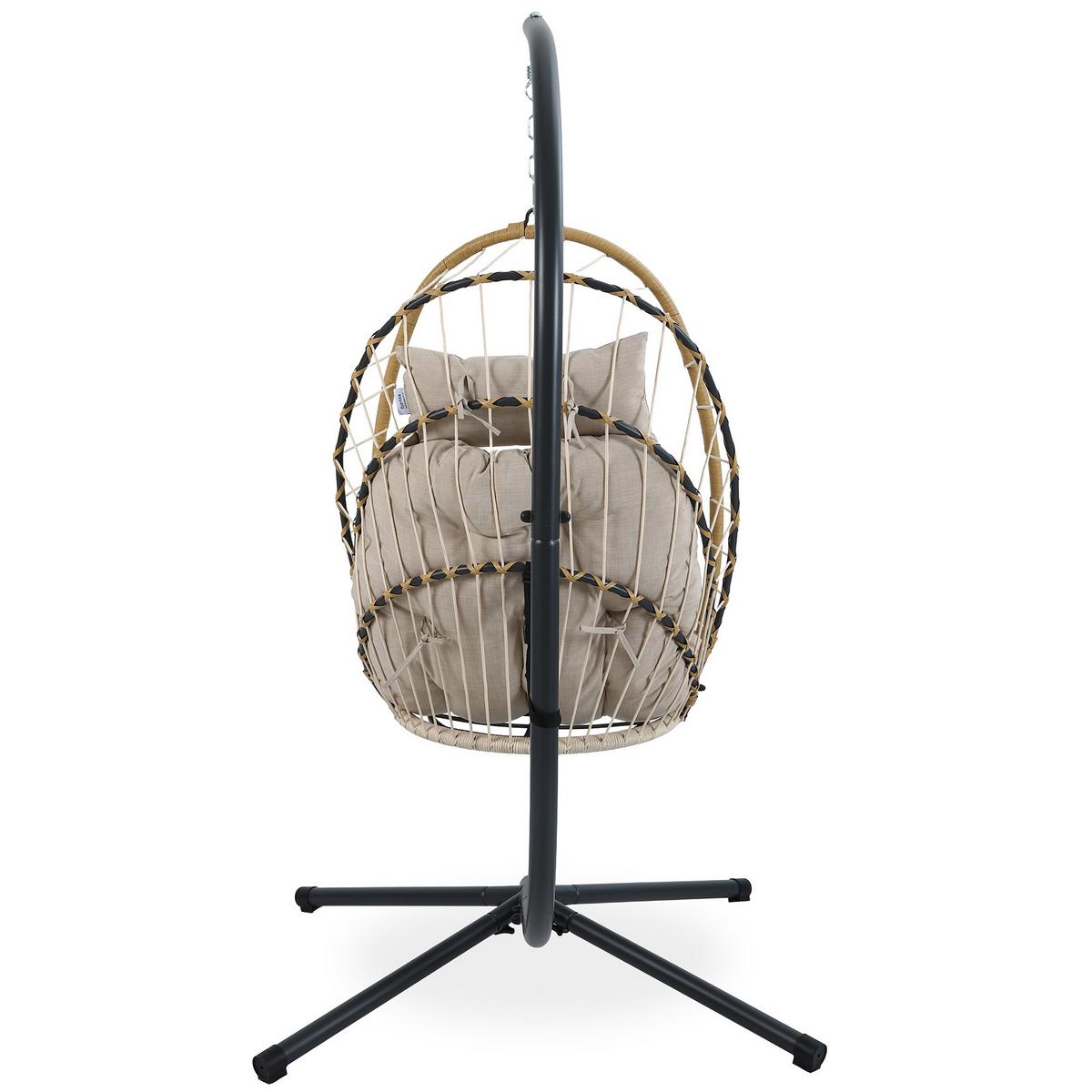 HÄNGESESSEL Mykonos mit stabiler Stahlrahmen, 109 cm, Beige - Beige, Metall (109/192/124cm) - Beautysofa