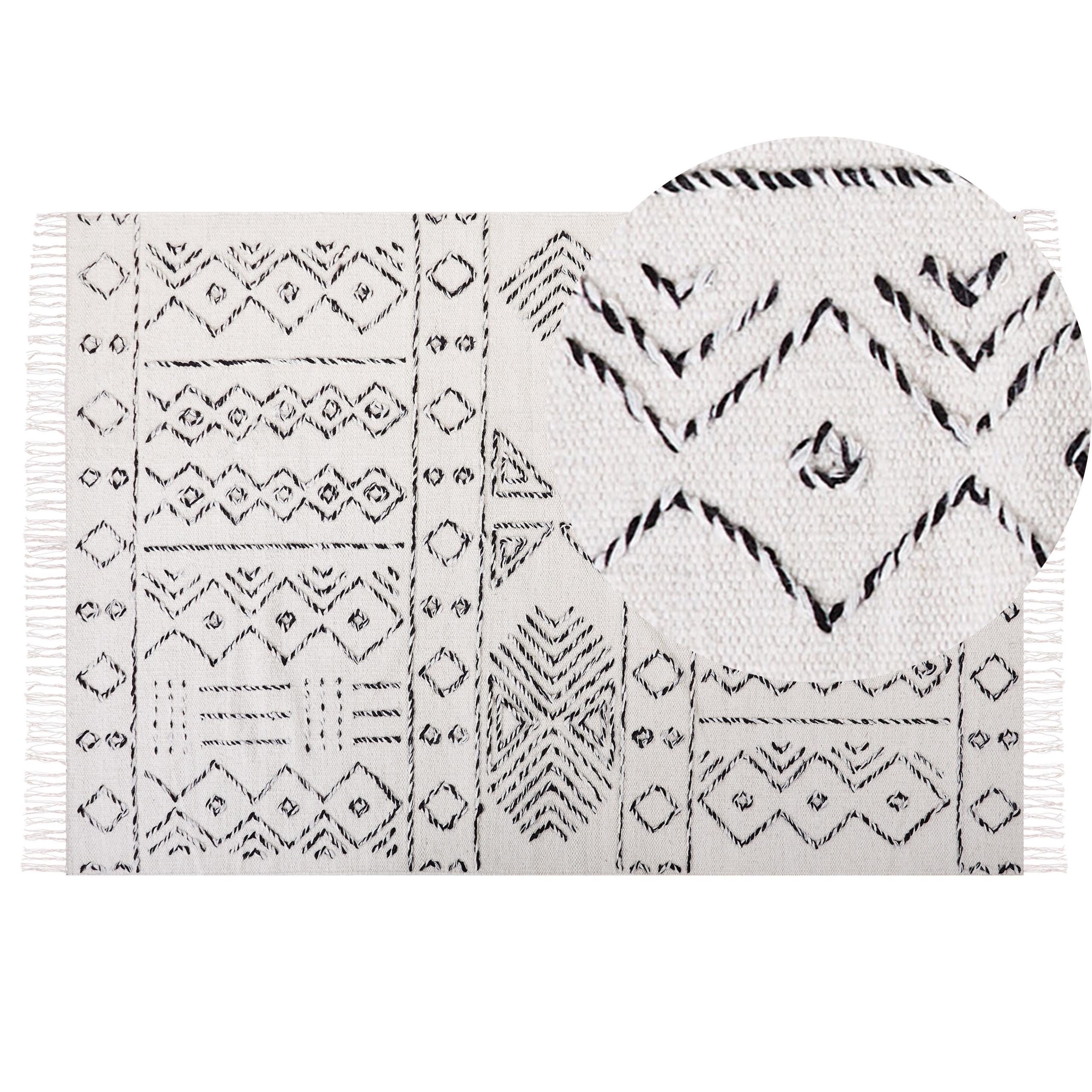KURZFLOR-TEPPICH Alkent 200/140 cm - Weiß, Textil (140/200cm) - Beliani