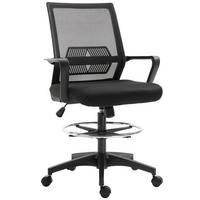BÜROSTUHL Ergonomischer Schreibtischstuhl verstellbarer Fußring, Wippfunktion - Schwarz, Kunststoff (59/124/64cm) - Vinsetto
