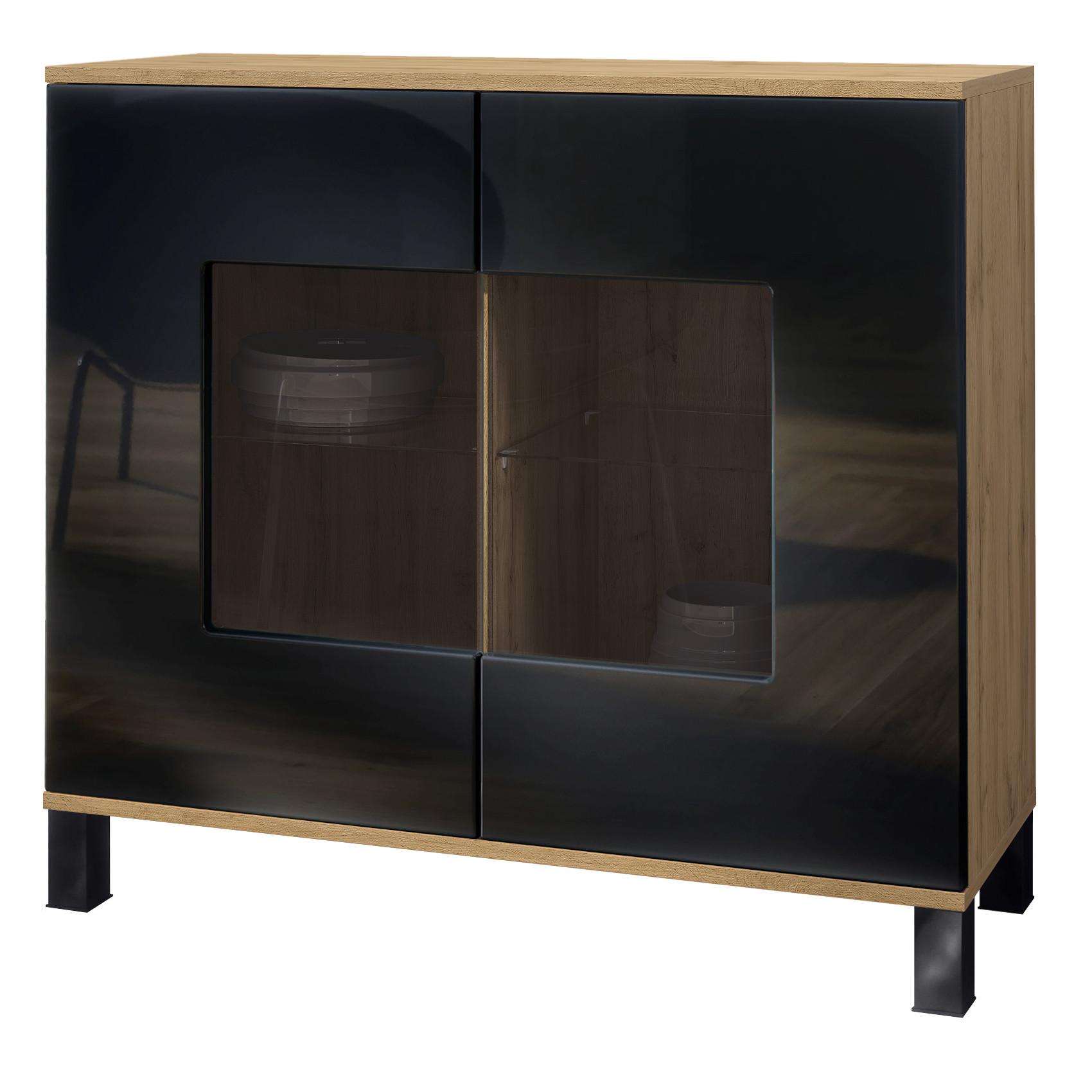KOMMODE Grömitz Schwarz Hochglanz - Schwarz Hochglanz, Holzwerkstoff (92.5/84.5/35cm) - Vladon