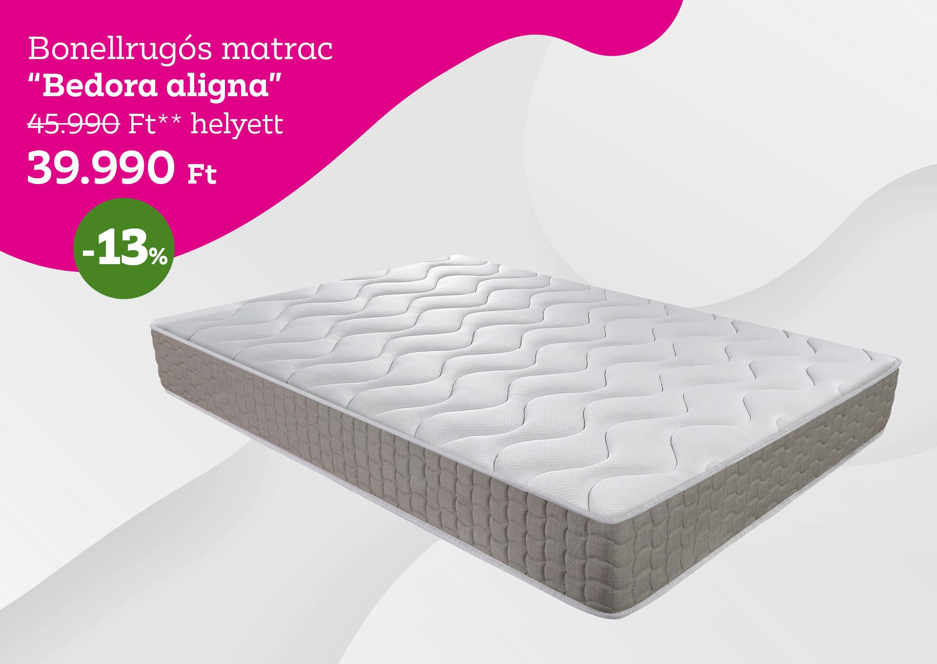 Bonellrugós matrac BEDORA ALIGNA 45990 Forint helyett 39990 Forint, kedvezmény mértéke 13%