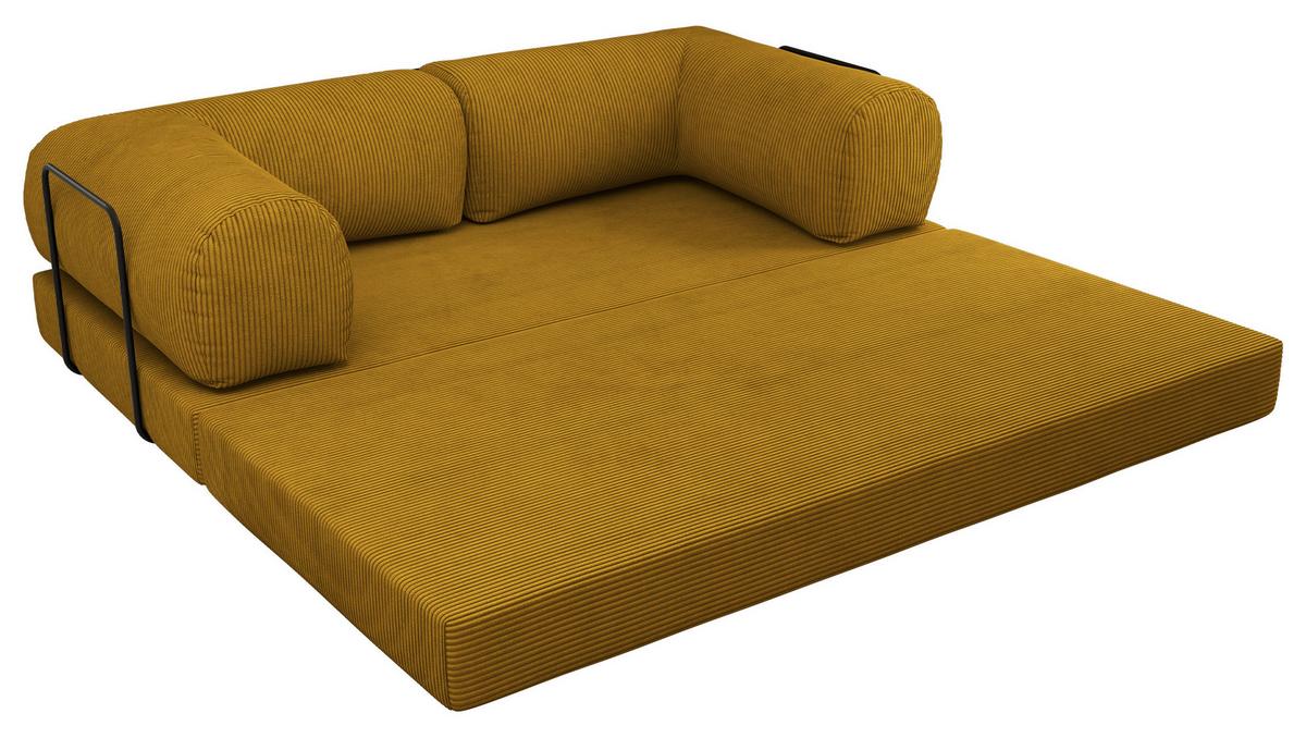 3-SITZER SOFA ORSETTO - Orange Cord - Schwarz/Orange, Textil/Metall (200/70/100cm) - MKS