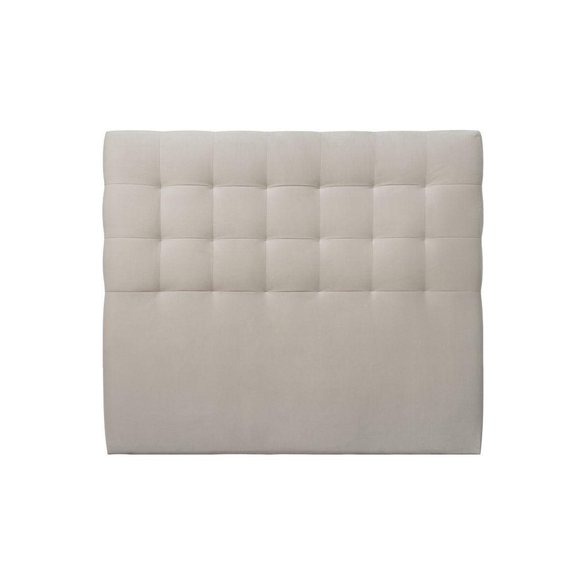 KOPFTEIL gepolstert - Gesteppt – hellgrauer Samtstoff - 135 cm - Beige/Hellgrau, Karton/Holz (135/120/10cm) - Sommeil de Plomb
