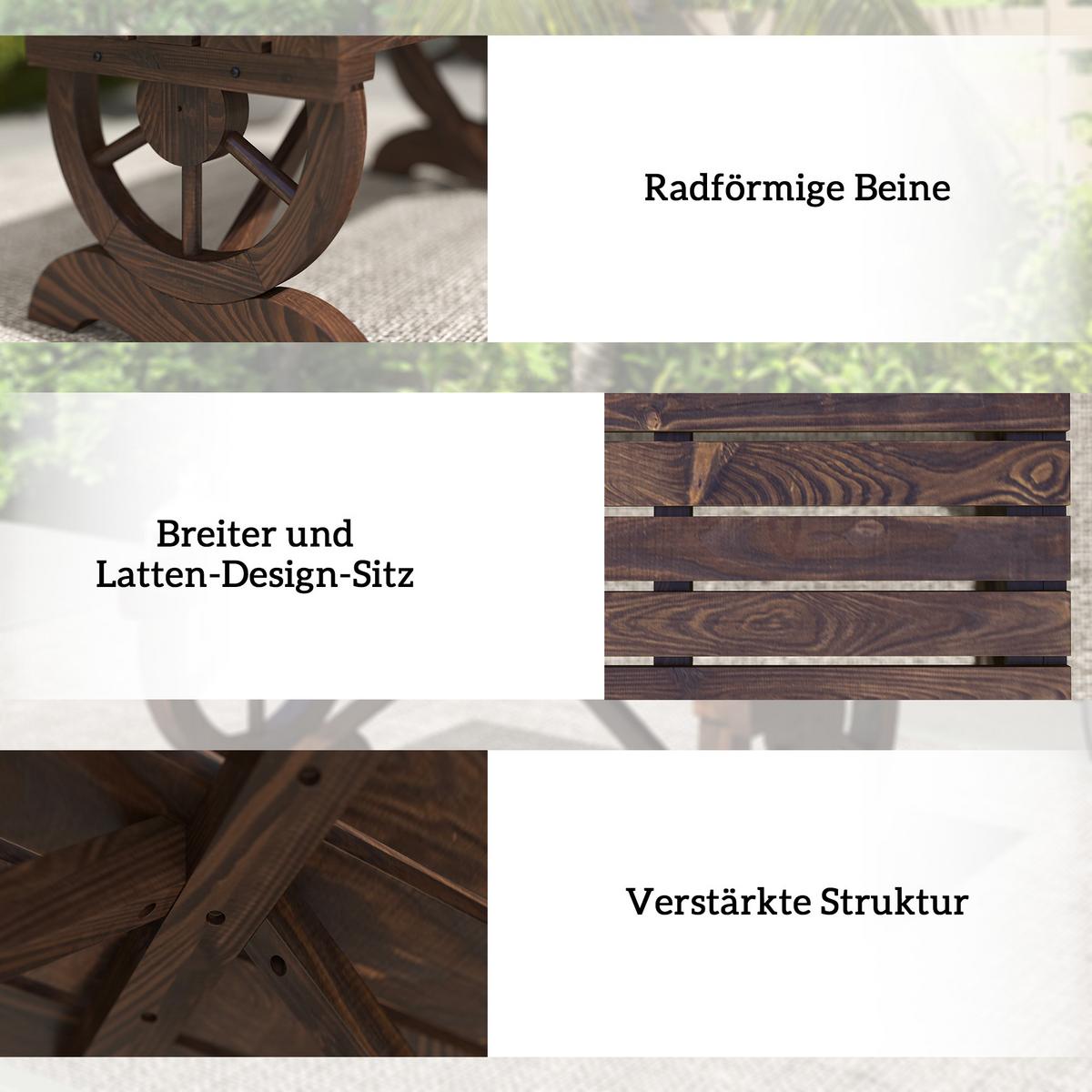 GARTENBANK aus Holz, Wetterfest, Sitzbank, Gartenmöbel, Rustikale, Bank, Braun - Braun, Holz (50/39.5/98cm) - Outsunny