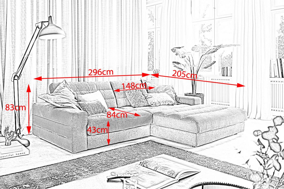 ECKSOFA LANA SOFA Grün Cord - Schwarz/Olivgrün, Textil (296/205cm) - KAWOLA