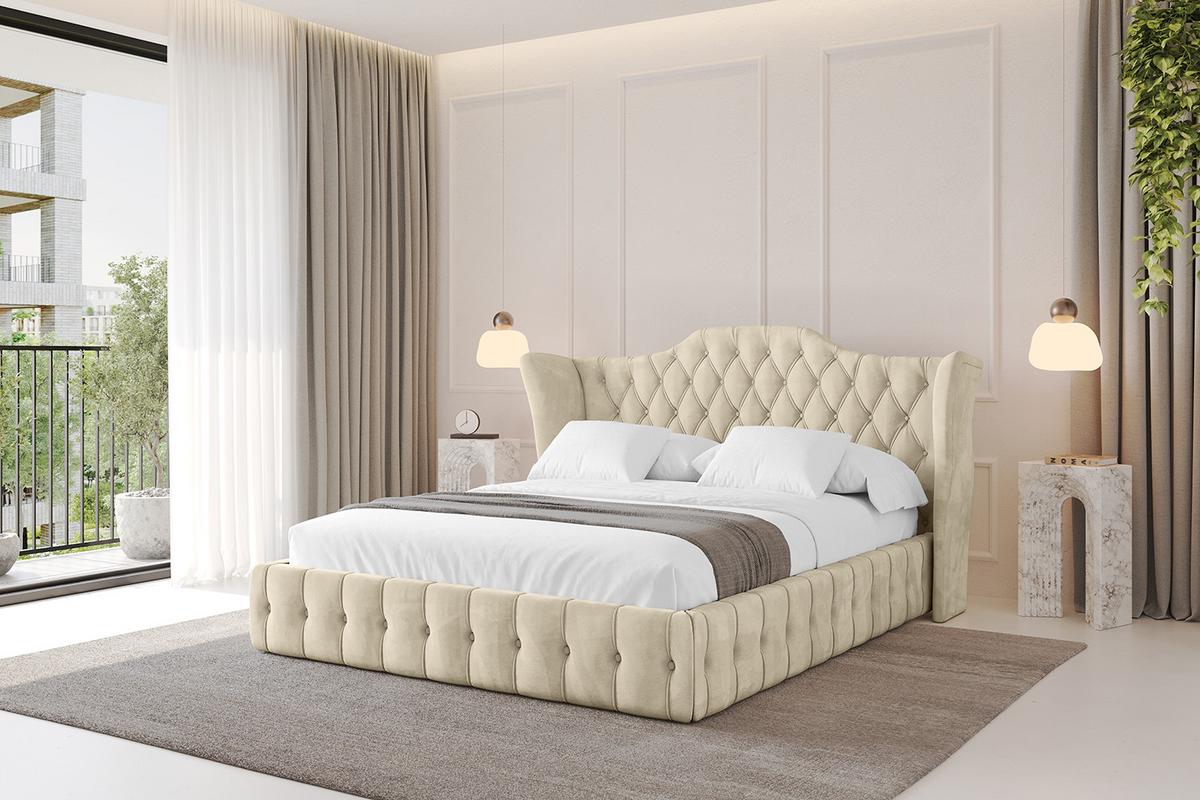 POLSTERBETT mit Bettkasten und Lattenrost, Boxbett ohne Matratze - MODY 120x200 Beige - Ecru, Holzwerkstoff/Textil (120/200cm) - ALTDECOR