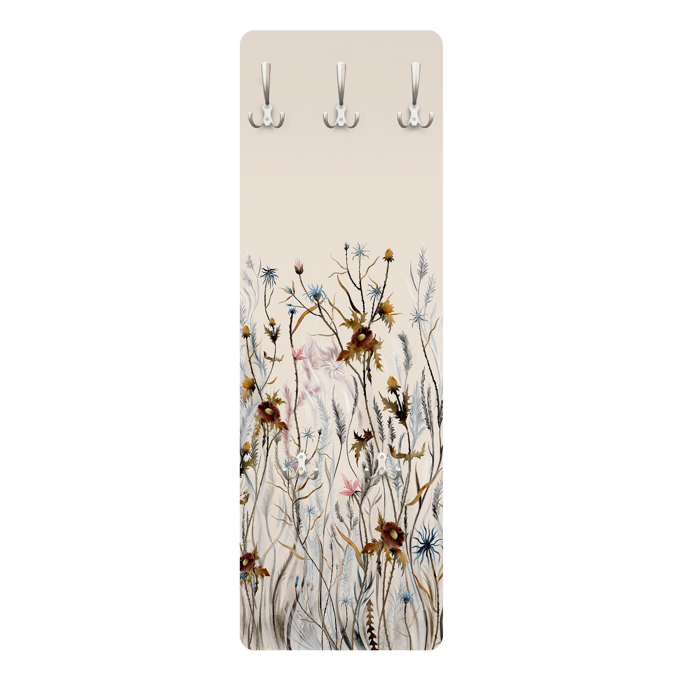 WANDGARDEROBE - Wilde Trockenblumenwiese 34/105 cm - Beige, Holzwerkstoff (34/105/1.6cm) - Bilderwelten