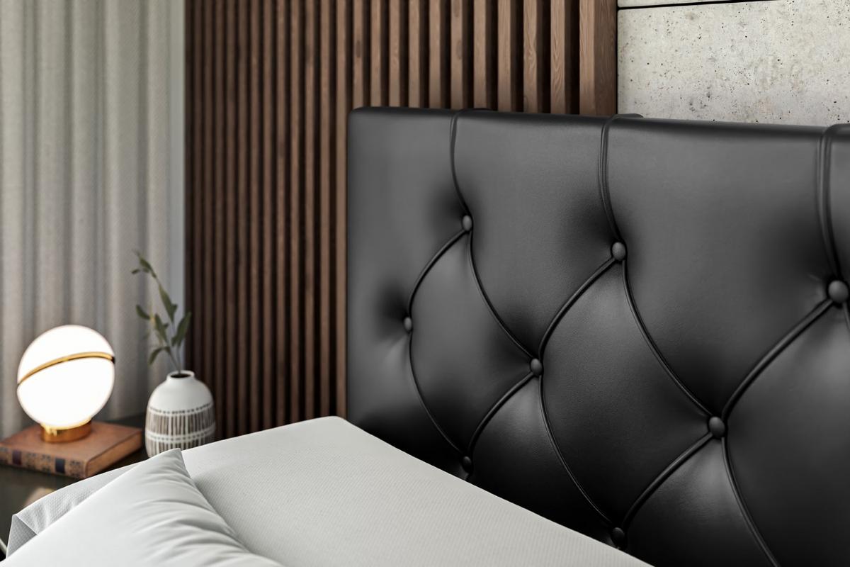BOXBETT mit Matratze H3 und Lattenrost - MIRAGE - 140x200 Schwarz Hochglanz - Schwarz Hochglanz, Holzwerkstoff (140/200cm) - ALTDECOR