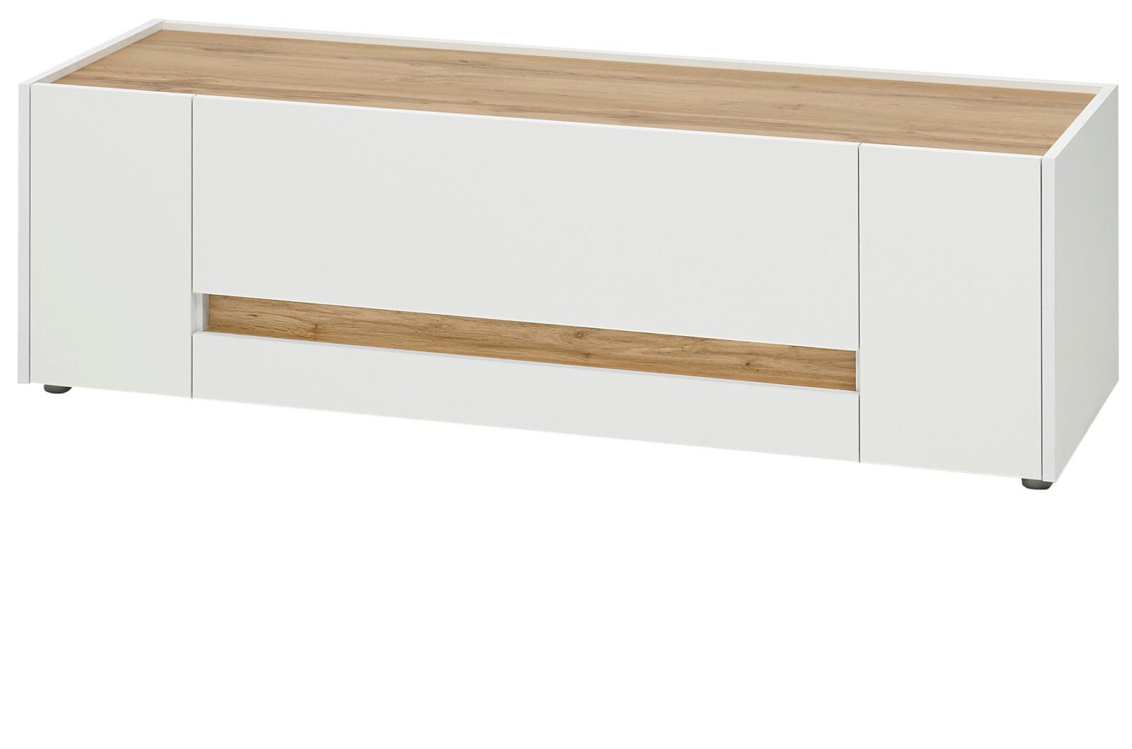 TV-LOWBOARD weiß, Eiche Wotan, TV Unterschrank 140 cm mit Türen und Schublade - Eiche Wotan/Schwarz, Holz/Holzwerkstoff (140/40/45cm) - Furn.Design