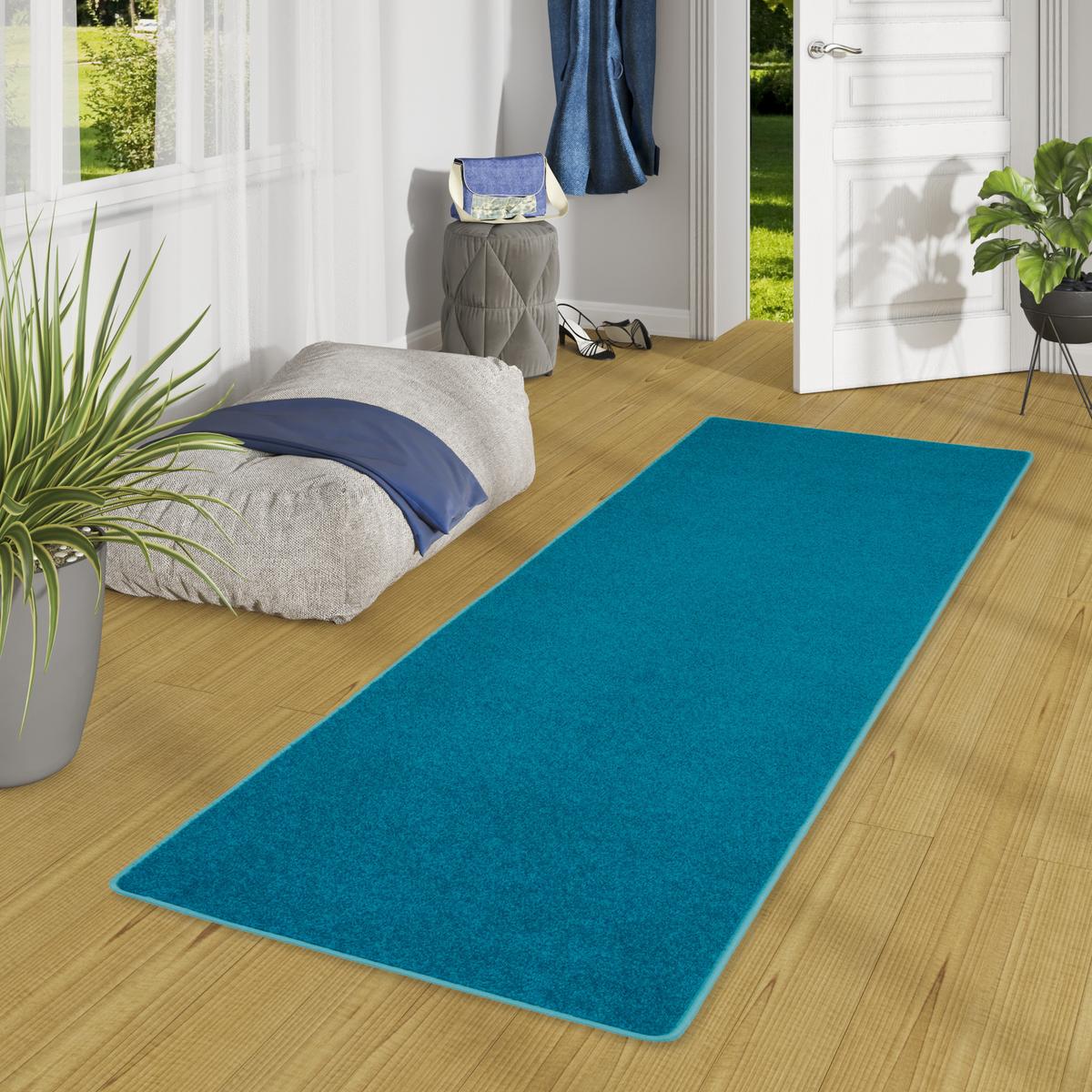TREND VELOURS LÄUFER TEPPICH JOY - Petrol, Textil (100/100cm) - Snapstyle