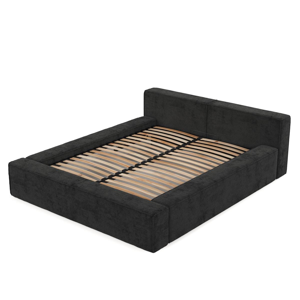 POLSTERBETT Casto mit Stauraum 200/200 cm Schwarz im Bonita Stoff - Schwarz/Naturfarben, Holz/Holzwerkstoff (200/200cm) - AltaBeds