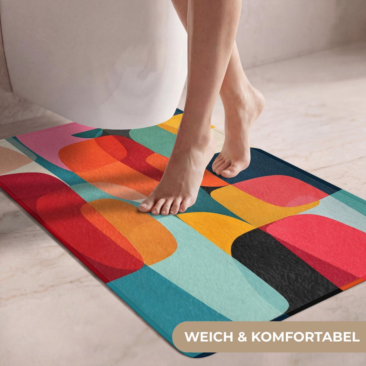 WC-VORLEGER Formen - Bunt - Abstrakt - Flugzeuge Toilettenvorleger 60x90 cm - Multicolor, Textil (60/1cm) - OnlyWow
