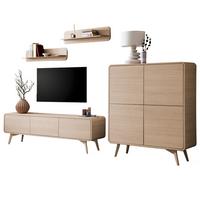 WOHNWAND Eiche natur 4-teilig 308 cm, Wohnkombination mit Push-to-Open - Eichefarben, Holz/Holzwerkstoff (308/170/39cm) - Furn.Design