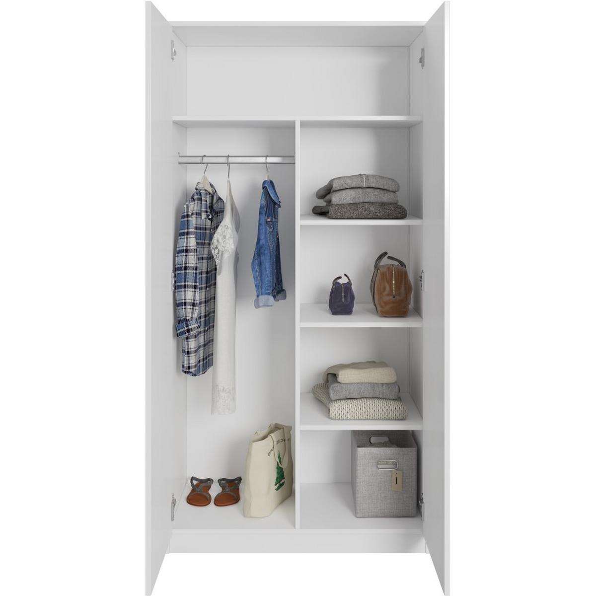 DREHTÜRENSCHRANK Classic mit 2 Türen, ohne Schubladen, 90 cm, Weiß - Weiß, Textil (90/180/50cm) - Beautysofa