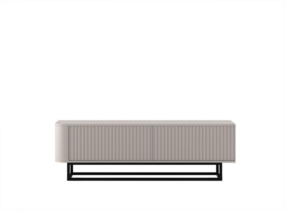 TV-LOWBOARD Aurora Kaschmir matt 140 cm mit Metallrahmen - Kaschmir/Schwarz, Holzwerkstoff/Metall (140/44/35cm) - Meble Lindner