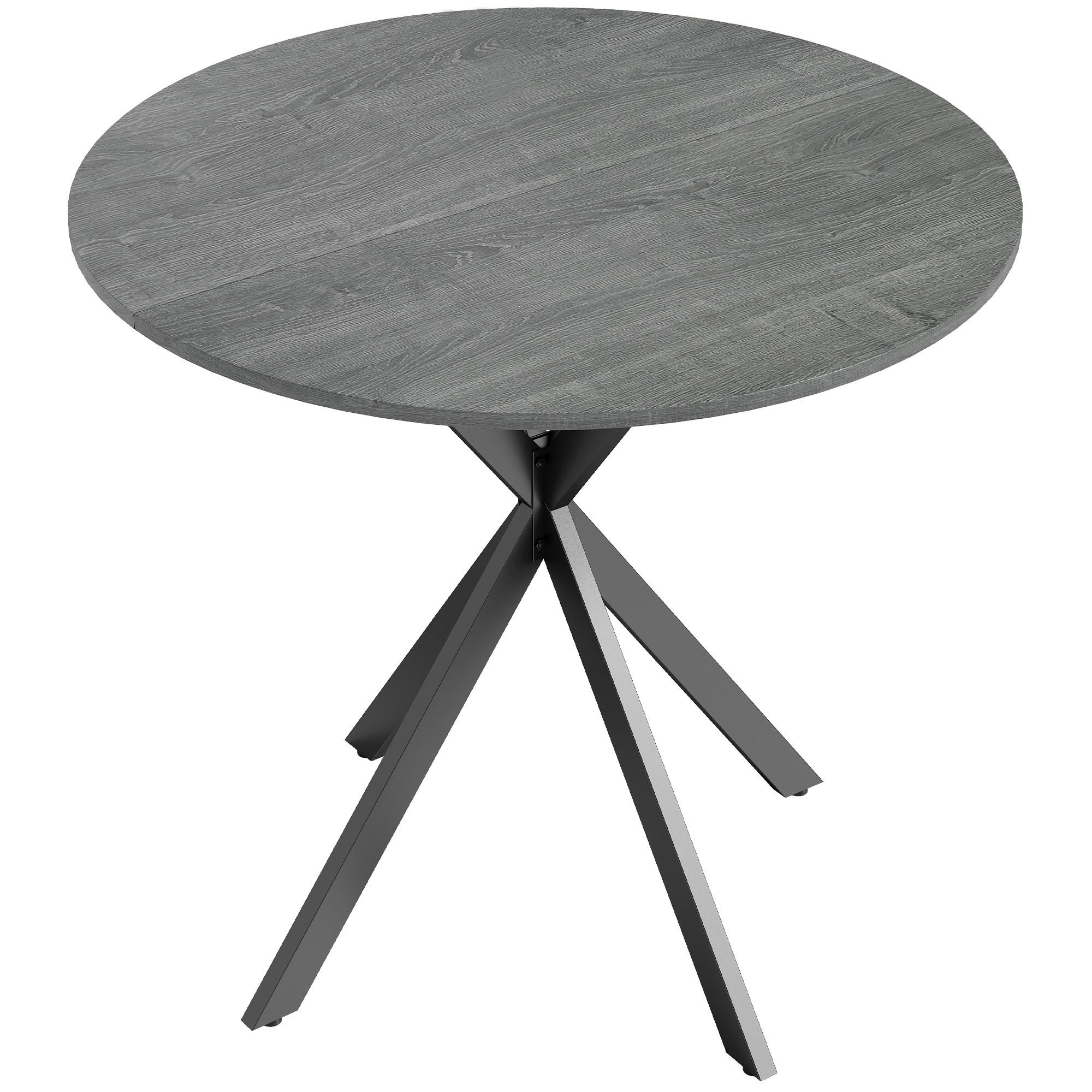 KÜCHENTISCH rund Grau 80/80/75 cm - Schwarz/Grau, Metall (80/80/75cm) - HOMCOM