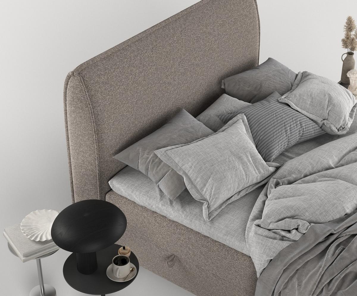 BOXBETT Lunaro 200/200 cm Beige im Bubble Stoff - Beige/Schwarz, Holz/Holzwerkstoff (200/200cm) - AltaBeds