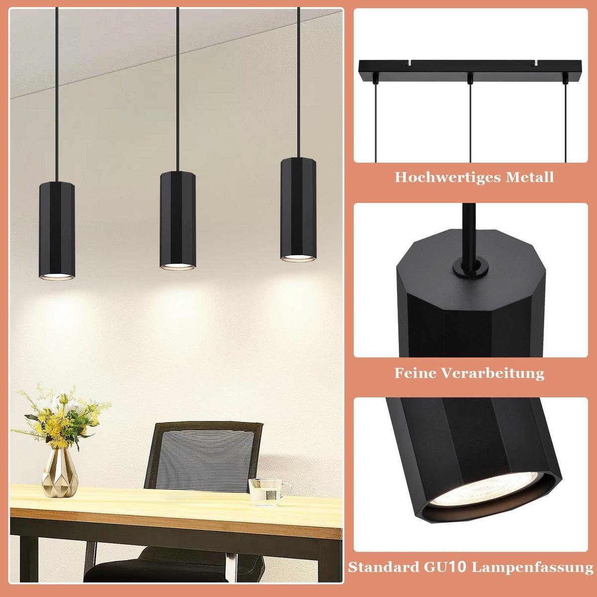 PENDELLEUCHTE Stärke 3-flammig 44/6/170 cm - Schwarz, Metall (44/6/170cm) - Nettlife