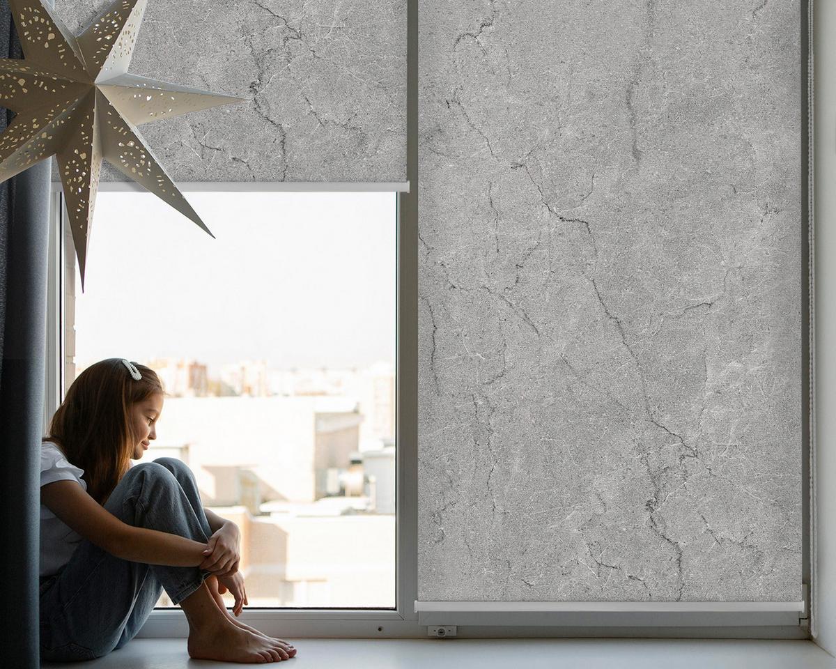 INNENROLLO - Fensterrollo - Rollo - 150x140 cm - Grauer Marmor - Grau, Kunststoff (150/140/0.5cm) - TULUP