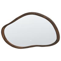 LED-BADEZIMMER-SPIEGEL 93/60 cm Dunkelbraun Mancey - Silberfarben/Braun, Glas (93/60/3cm) - Beliani