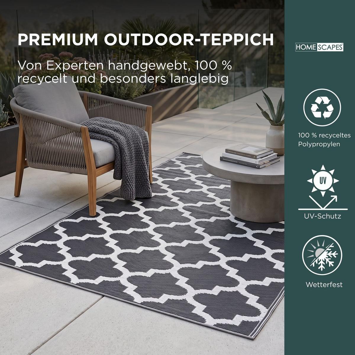 OUTDOORTEPPICH Nola geometrisch gemustert 120/180 cm - Schwarz, Kunststoff (120/180cm) - Homescapes