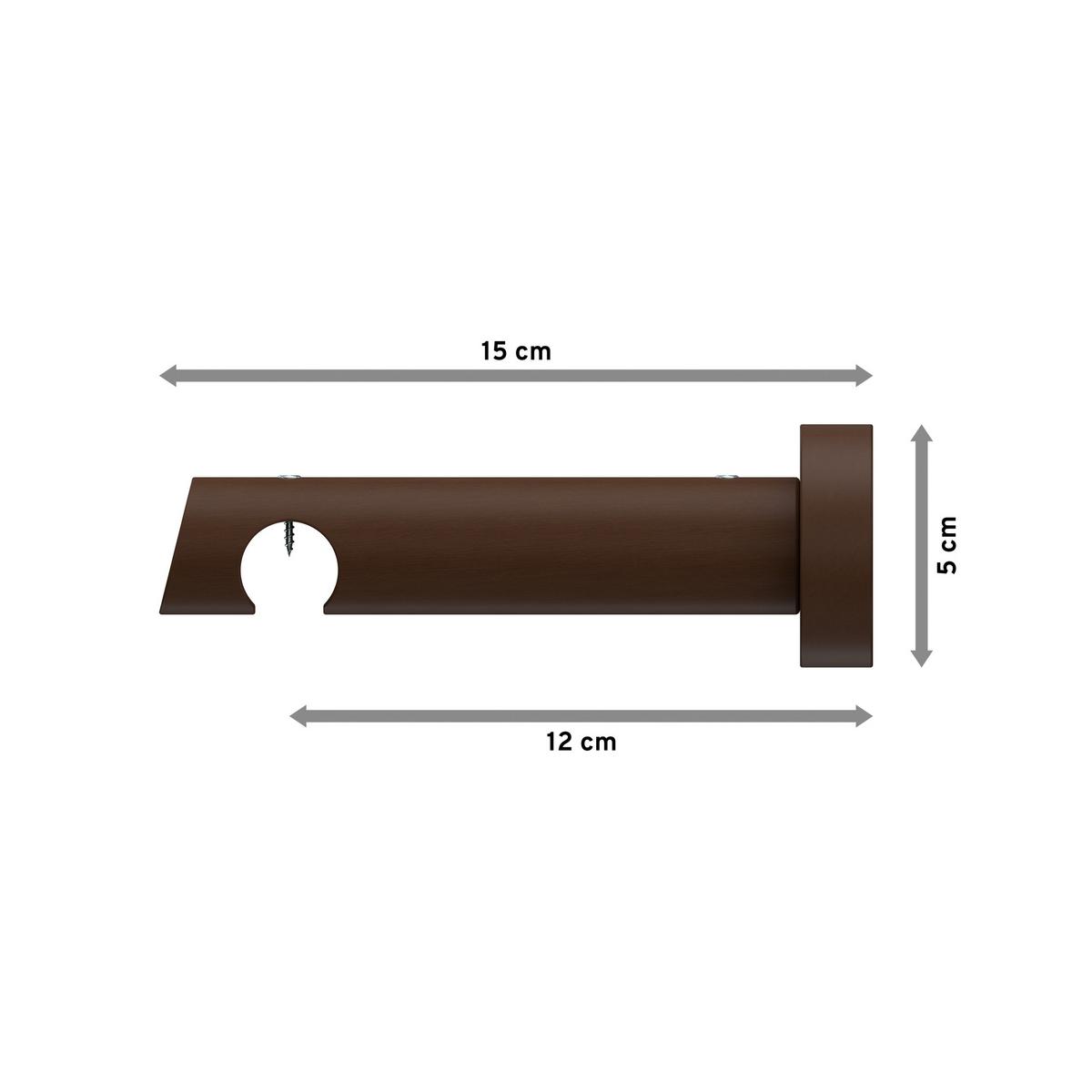 TRÄGER FÜR GARDINENSTANGEN INNENLAUF 20 mm Ø, Talent 1-läufig, Nussbaum - Nussbaumfarben, Holz (15/5.3/5.3cm) - INTERDECO