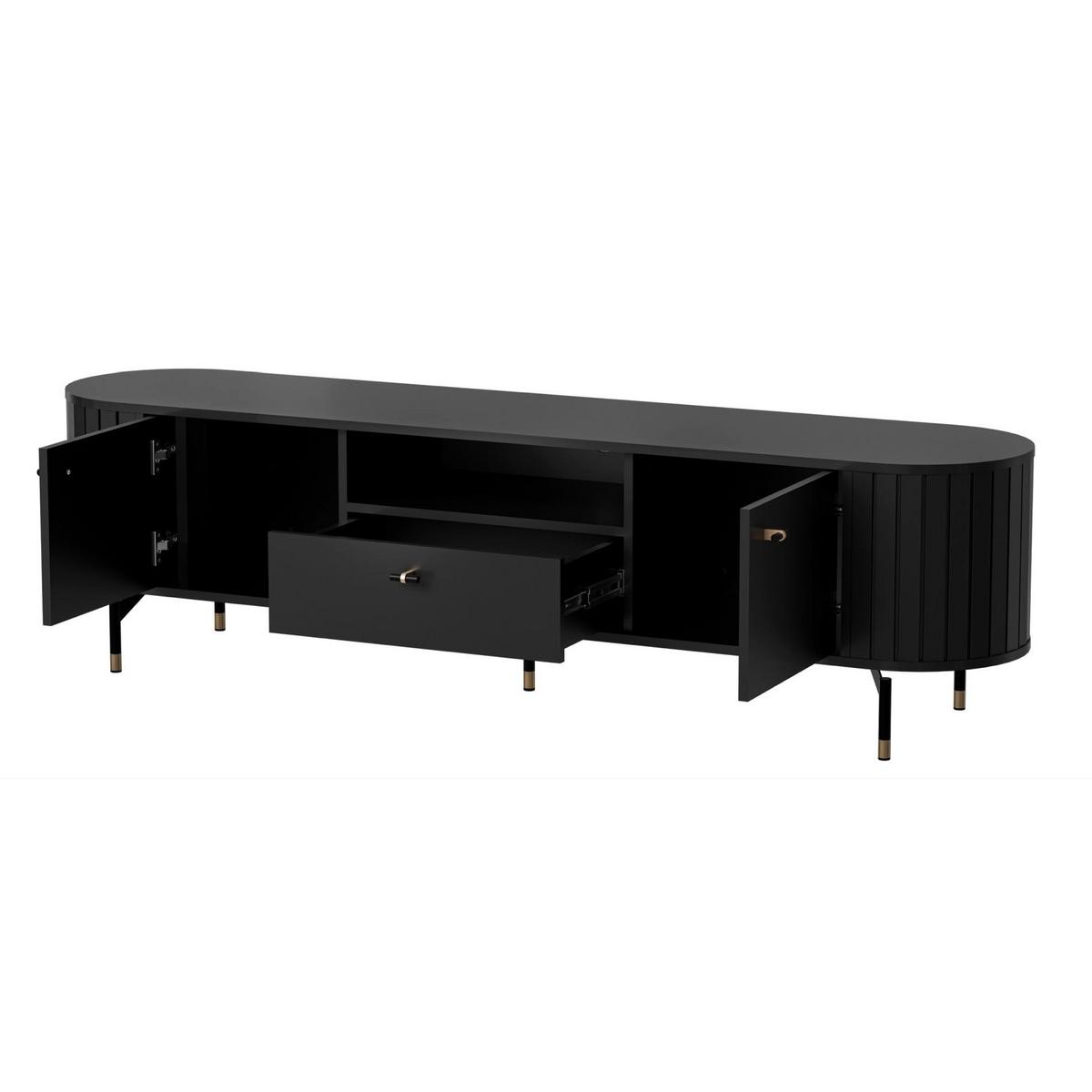 TV-SCHRANK Zante Schwarz 180 cm - Schwarz, Holzwerkstoff/Metall (180.1/49/40cm) - Selsey