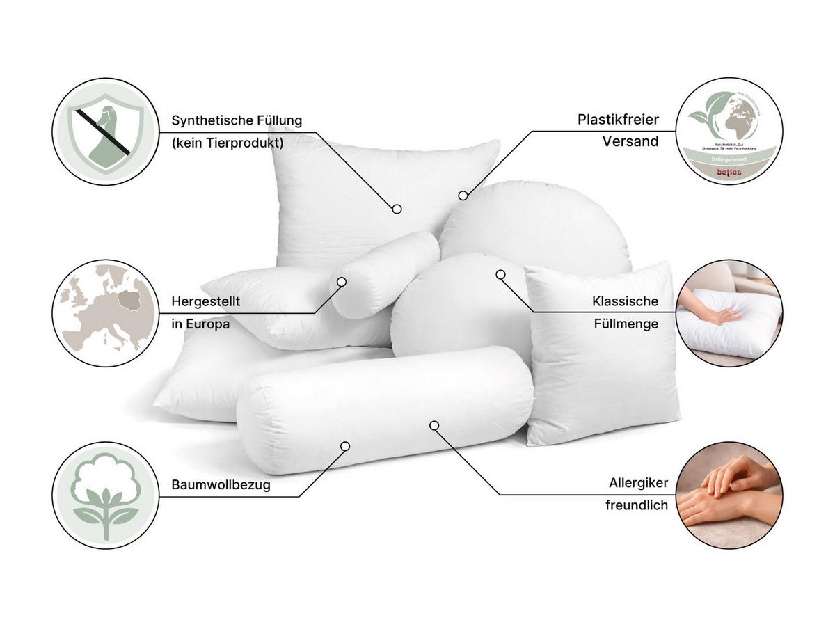 KOPFKISSEN PublikFree Faserbällchen 40/80 cm - Weiß, Naturmaterialien/Kunststoff (40/80cm) - beties Heimtextil