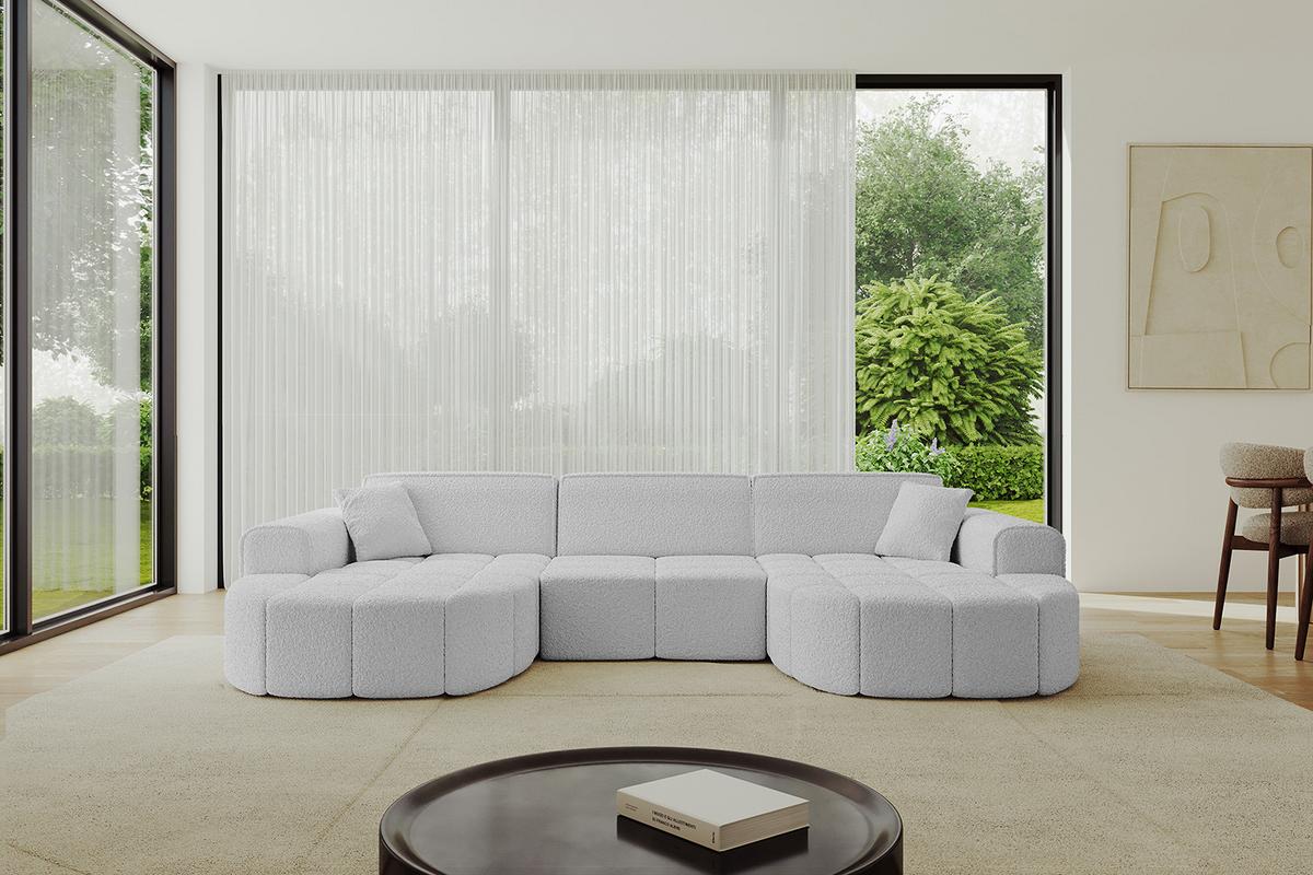 WOHNLANDSCHAFT LIVO-U1 - 315x173x79,5 cm Hellgrau - Hellgrau, Holzwerkstoff/Textil (315/79/173cm) - ALTDECOR