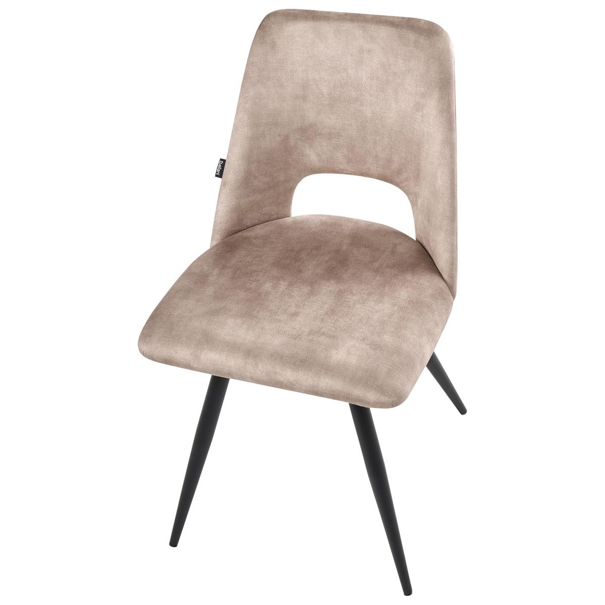 ESSZIMMERSTUHL 2er Set drehbar Samtstoff Beige Hallett - Beige/Schwarz, Textil/Metall (50/83/57cm) - Beliani
