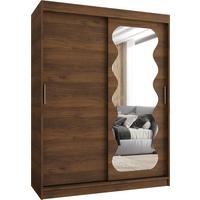 SCHIEBETÜRENSCHRANK mit Spiegel LUCY 200/150/62 2-türig - Silberfarben/Walnussfarben, Holz (150/62/150cm) - MÖBEL KRYSPOL