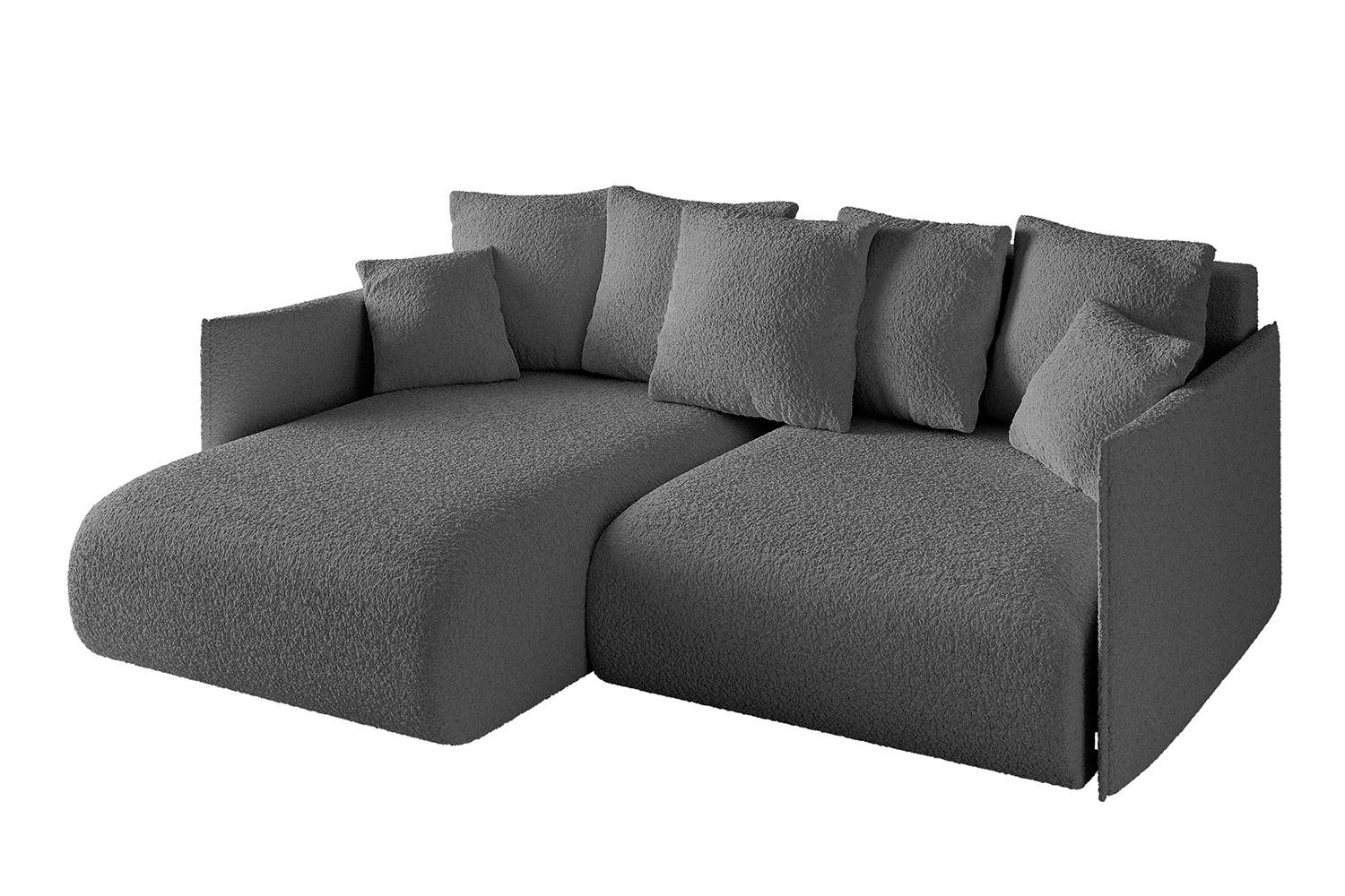 ECKSOFA Ottomane links ONESK-L 216x177x72 Grau Bouclé - Platinfarben/Grau, Holzwerkstoff/Kunststoff (216/177cm) - ALTDECOR