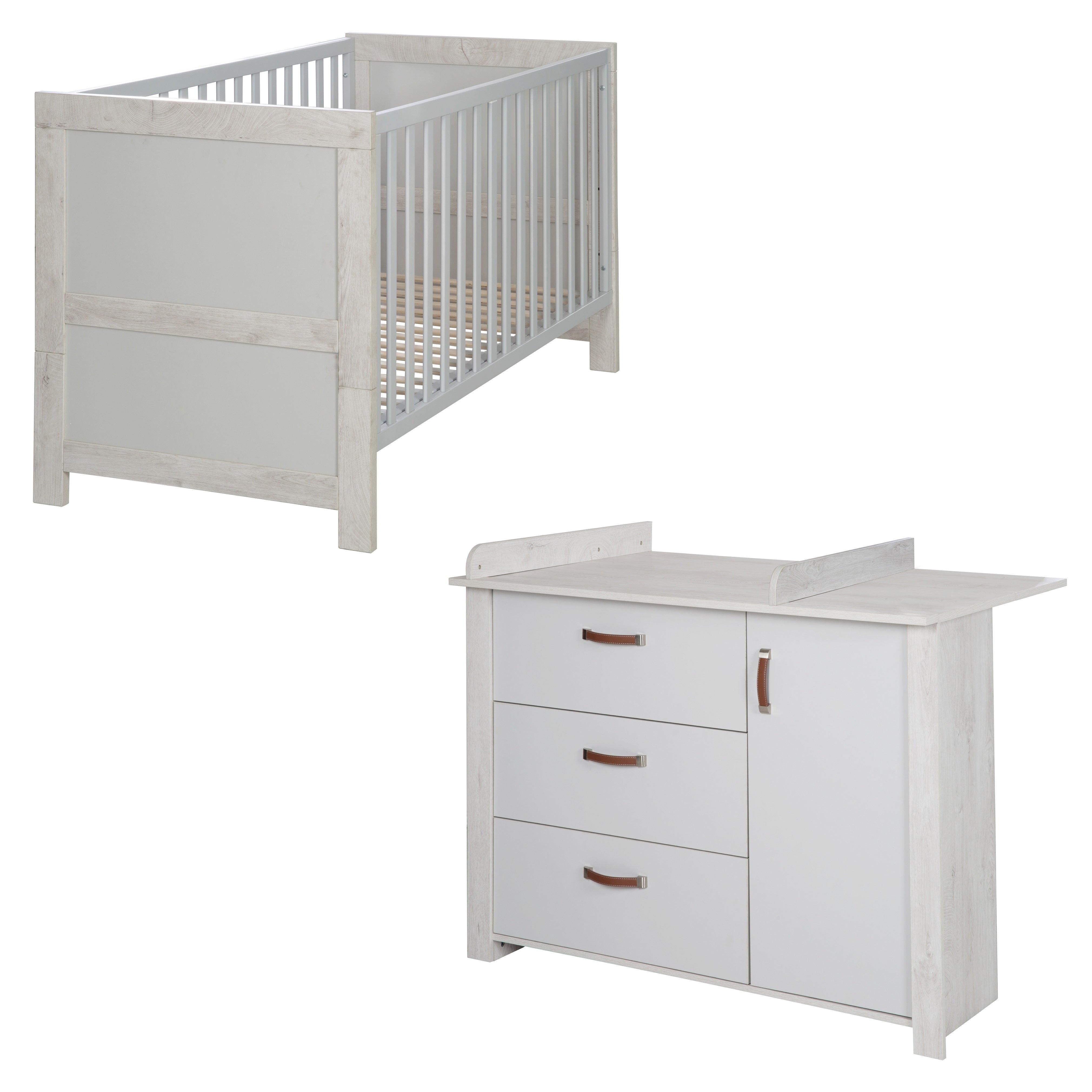 BABYZIMMER-SET Mila 2-teilig - Grau, Holzwerkstoff (126/98.5/142cm) - Roba