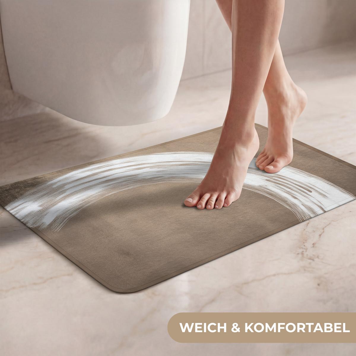 WC-VORLEGER Farbe - Braun - Japandi Toilettenvorleger 60x40 cm - Mokka, Textil (60/1cm) - OnlyWow