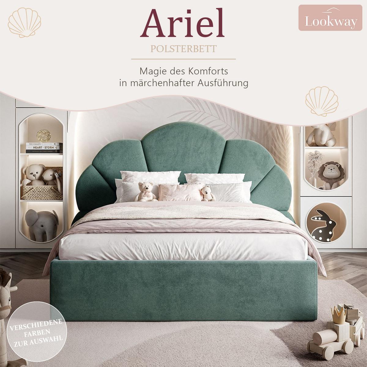 POLSTERBETT ARIEL mit Bettkasten 90x200 cm Element 15 - Grün, Textil (90/200cm) - Lookway