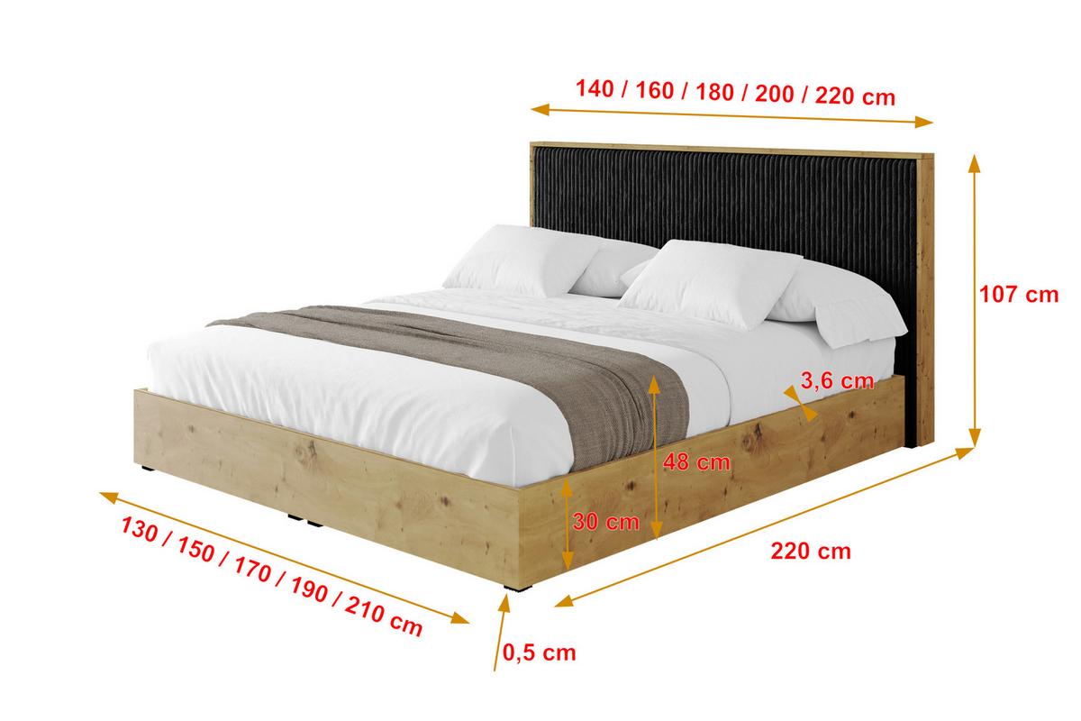POLSTERBETT mit Bettkasten und Lattenrost, Boxbett mit Kopftei und Stauraum mit Matratze H3/H4 - ENZO10 120x200 Schwarz - Schwarz, Holzwerkstoff/Textil (120/200cm) - ALTDECOR