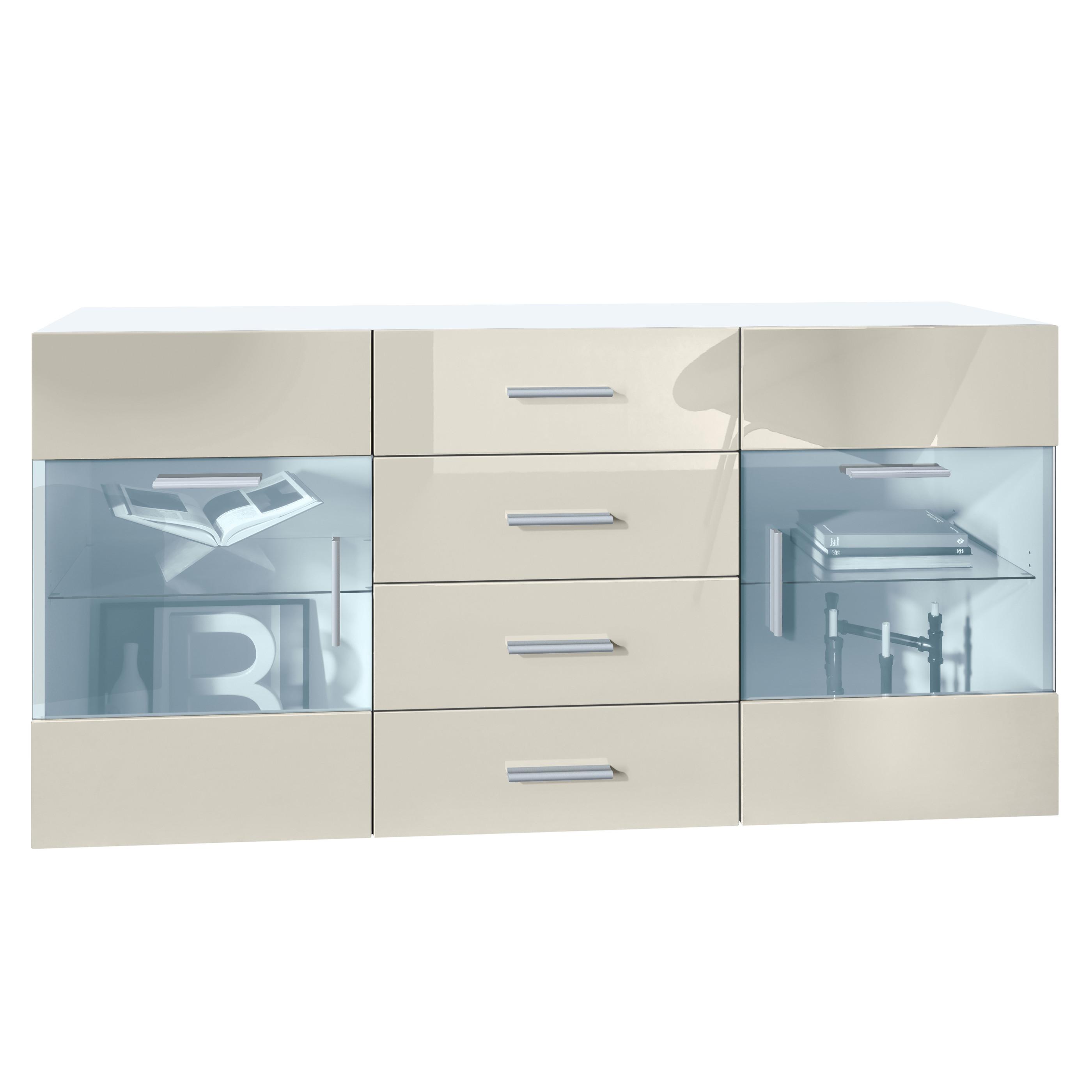 SIDEBOARD Carlos Creme Hochglanz - Creme, Holzwerkstoff (139/72/35cm) - Vladon