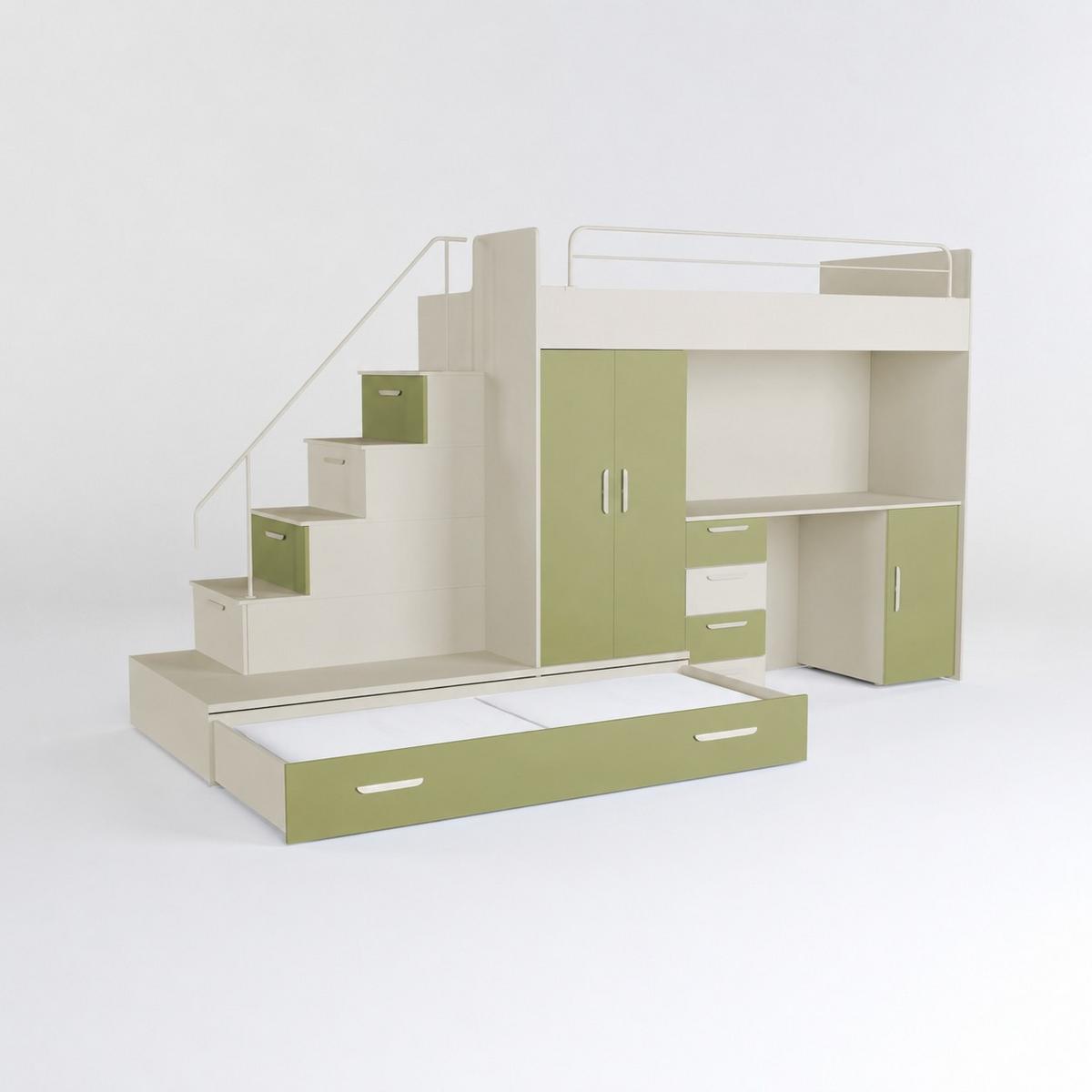 KASCHMIR Kinderset RAJ 5 MAT - Kaschmir/Olivgrün, Holzwerkstoff (320/180/86cm) - Lookway