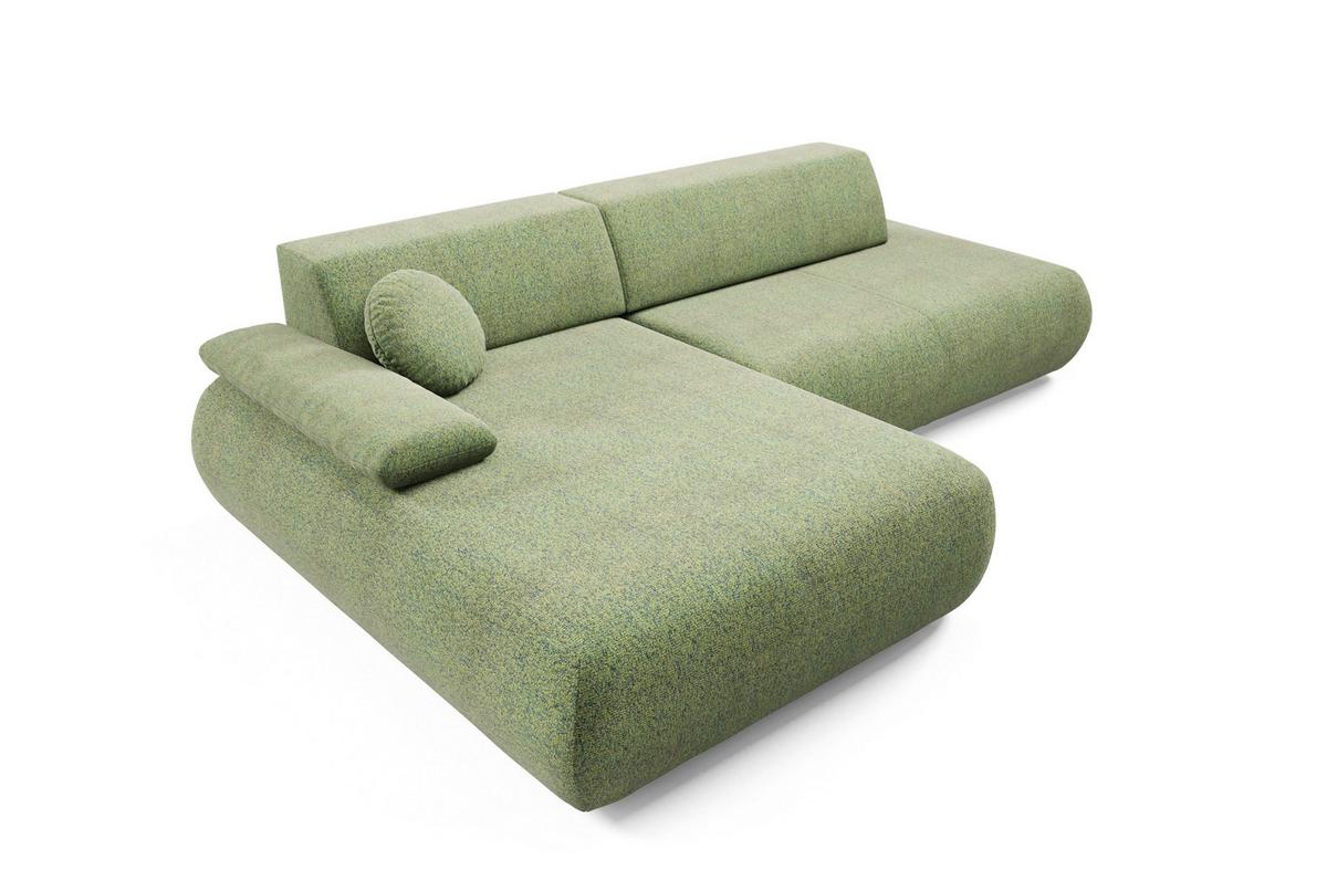 ECKSOFA DELTA L-S Grün Geflochtener Stoff mit Schlaffunktion - Grün, Holz (286/173.5cm) - MASSENO