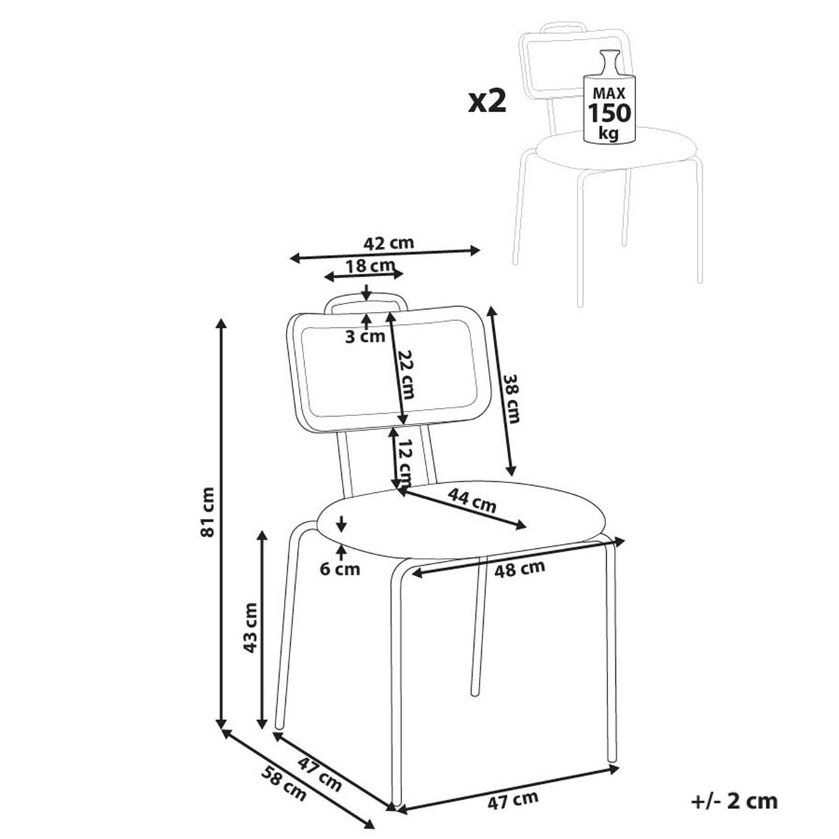 ESSZIMMERSTUHL 2er Set Metall Braun Adelanto - Braun, Kunststoff/Metall (48/81/58cm) - Beliani