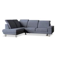 ECKSOFA LERMA R-S Grau Velours-Stoff mit Schlaffunktion - Silberfarben/Grau, Holz/Textil (253/190cm) - MASSENO