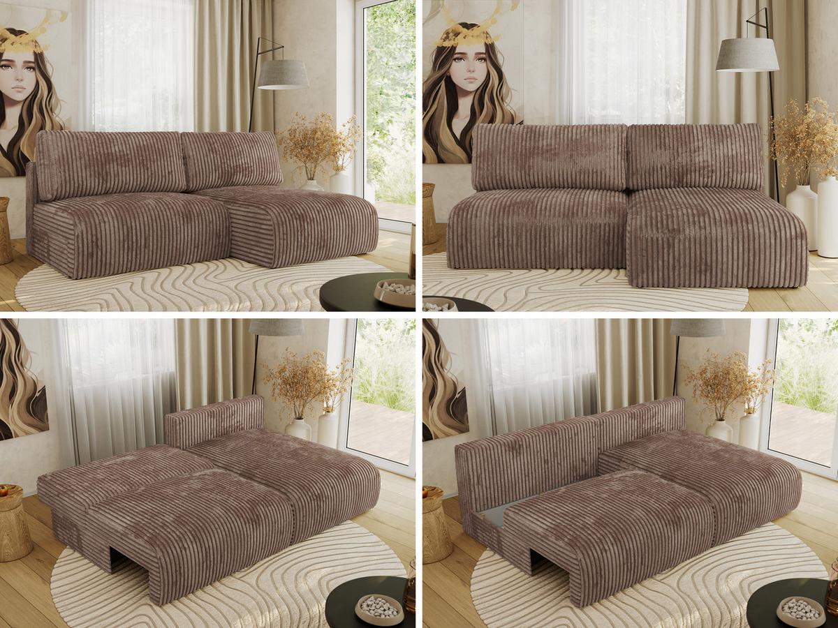 ECKSCHLAFSOFA VIVO L Braun Cord - rechts - Schwarz/Braun, Kunststoff/Textil (150/223cm) - MKS