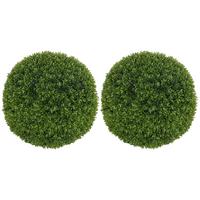 2ER Set künstliche Buchsbaumkugel 40 cm Kunstpflanze für Wohnzimmer Geschenk - Waldgrün/Grün, Kunststoff (40cm) - HOMCOM