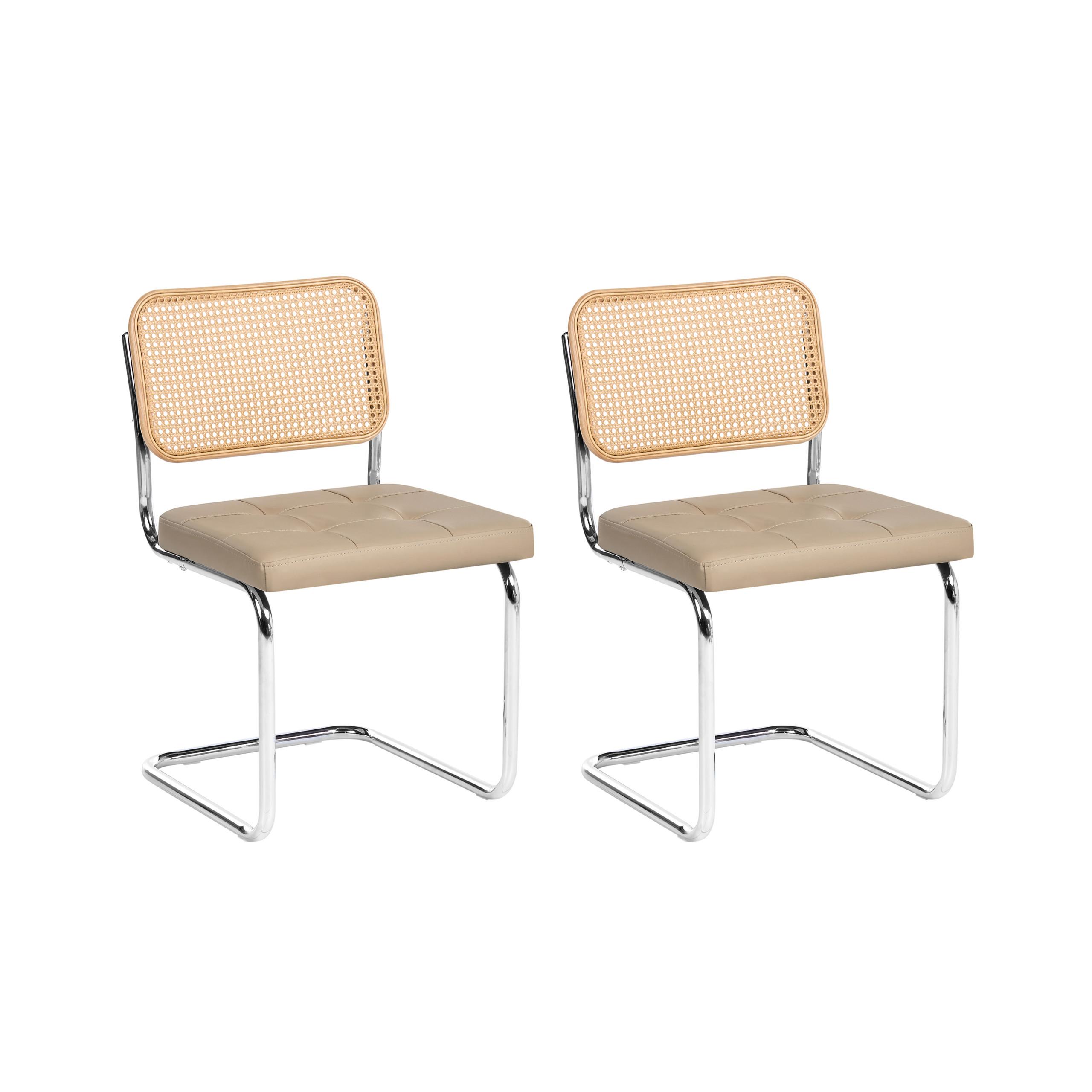ESSZIMMERSTUHL 2er-Set Metall Taupe Ethete - Hellbraun, Kunststoff (49/83/54cm) - Beliani